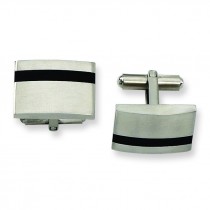 Black Accent Cuff Links in Stainless Steel