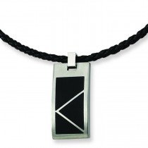 Black Enameled Necklace in Stainless Steel