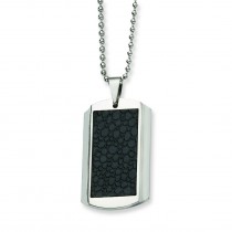 Stingray Patterned Dog Tag Necklace in Stainless Steel