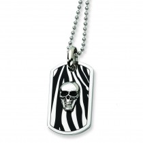 Skull Dog Tag Necklace in Stainless Steel