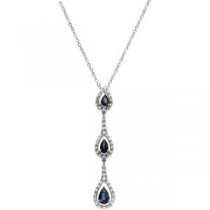 Sapphire Diamond Necklace in 14k White Gold (0.2 Ct. tw.) (0.2 Ct. tw.)