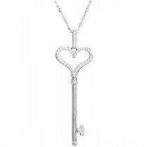 Diamond Heart Key Necklace in Sterling Silver (0.25 Ct. tw.) (0.25 Ct. tw.)