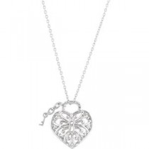 CT tw Diamond Heart Lock  Necklace 