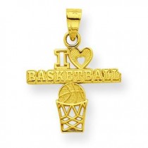 I Love Basketball Charm in 10k Yellow Gold