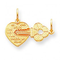 Heart Key Charm in 10k Yellow Gold