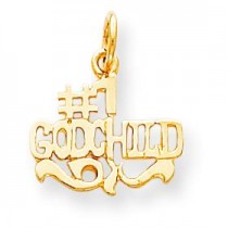 Number One Godchild Charm in 10k Yellow Gold