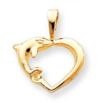 Dolphin Heart Charm in 10k Yellow Gold