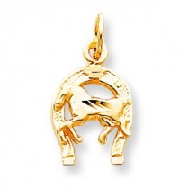 Horse In Horseshoe Charm in 10k Yellow Gold