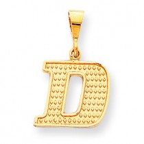 Raised Edge Initial D Charm in 10k Yellow Gold