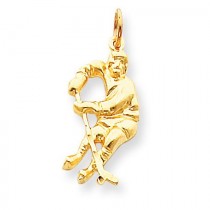 Hockey Player Charm in 10k Yellow Gold