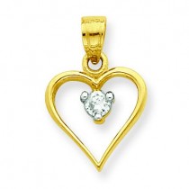 CZ Heart Charm in 10k Yellow Gold