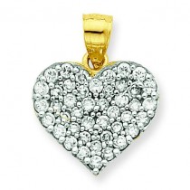 CZ Cluster Heart Pendant in 10k Yellow Gold