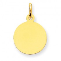 Plain Circular Engrave able Disc Charm in 10k Yellow Gold