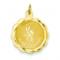 Wrestling Disc Charm in 14k Yellow Gold