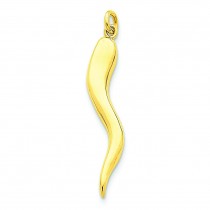 Large Italian Horn Charm in 14k Yellow Gold