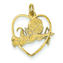Cupid In Heart Charm in 14k Yellow Gold