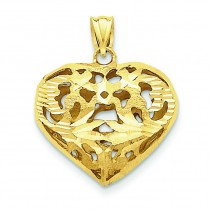 Fancy Heart Charm in 14k Yellow Gold