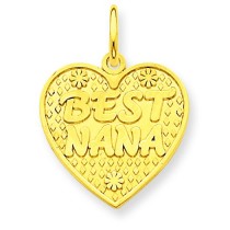 Best Nana In Heart Charm in 14k Yellow Gold