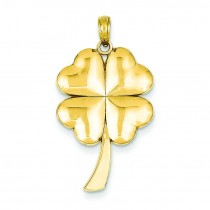 Open Backed Leaf Clover Pendant in 14k Yellow Gold