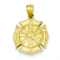 Fire Department Shield Pendant in 14k Yellow Gold