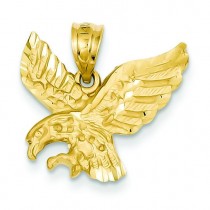 Diamond Cut Eagle Pendant in 14k Yellow Gold