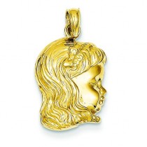 Girl Head Pendant in 14k Yellow Gold