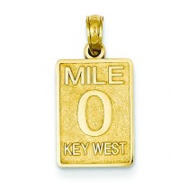 Mile Key West Mile Marker Pendant in 14k Yellow Gold