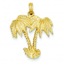 Double Palm Trees Pendant in 14k Yellow Gold