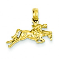 Jockey On Jumping Horse Pendant in 14k Yellow Gold