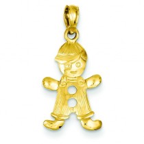 Playful Boy Cut Out Buttons Pendant in 14k Yellow Gold