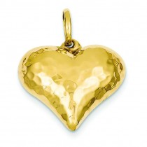 Medium Puffed Heart Charm in 14k Yellow Gold
