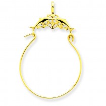 Double Dolphins Charm Holder Pendant in 14k Yellow Gold