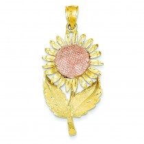 Sunflower Pendant in 14k Two-tone Gold