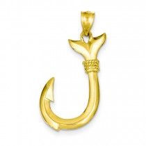 Whale Tail Hook Pendant in 14k Yellow Gold