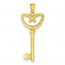 Pretzel Heart Key To My Heart Pendant in 14k Yellow Gold