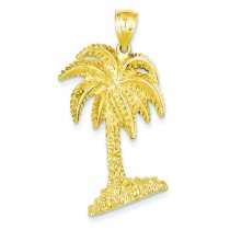 Large Palm Tree Pendant in 14k Yellow Gold
