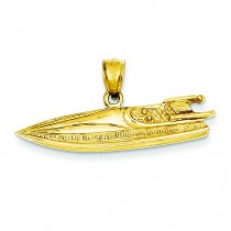 Speed Boat Pendant in 14k Yellow Gold