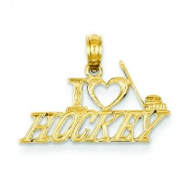 I Love Hockey Charm in 14k Yellow Gold