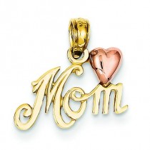 Mom Heart Pendant in 14k Two-tone Gold
