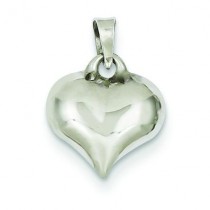 Puffed Heart Pendant in 14k White Gold