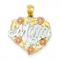 Mom Heart Pendant in 14k Two-tone Gold