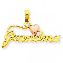 Grandma Heart Pendant in 14k Two-tone Gold
