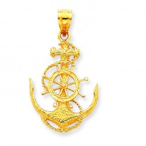 Medium Anchor Wheel Pendant in 14k Yellow Gold