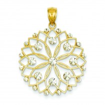 Diamond Cut Flower Pendant in 14k Yellow Gold