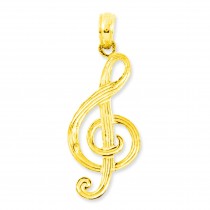 Clef Note Pendant in 14k Yellow Gold