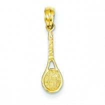 Tennis Racquet Pendant in 14k Yellow Gold