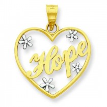 Diamond Cut Hope Heart Pendant in 14k Yellow Gold