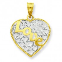 Diamond Cut Love Heart Pendant in 14k Yellow Gold