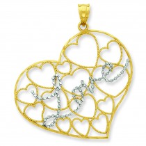 Diamond Cut Love Heart Pendant in 14k Yellow Gold