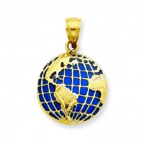 Blue Transculent Globe Pendant in 14k Yellow Gold